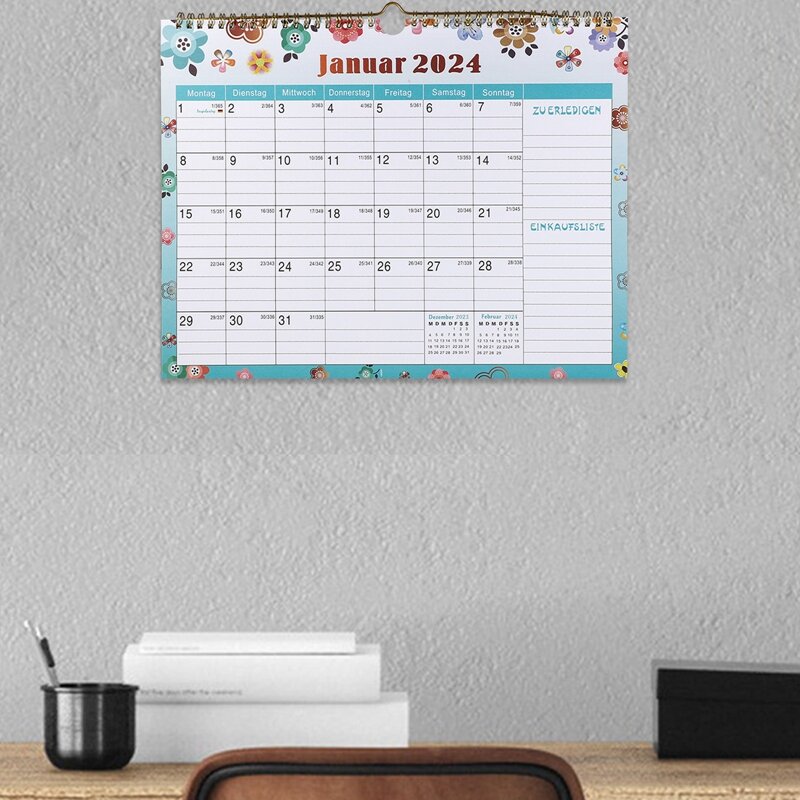 Kalendarz ścienny 2024-2025 wakacyjna miesięczna sala biurowa codziennie korzysta z papierowych spotkań wiszących kalendarzy randkowych