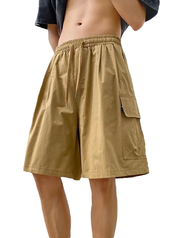 Pantalones cortos de carga de secado rápido para hombre, Shorts informales, holgados, con múltiples bolsillos, de algodón puro, a la moda, E171