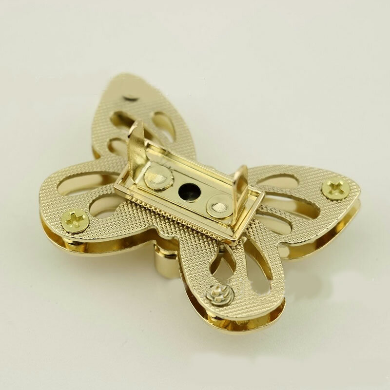 1 buah tas kupu-kupu logam kunci putar tas tangan Retro dompet gesper tas bahu perangkat keras gesper untuk tas Kerajinan Kulit Aksesori DIY