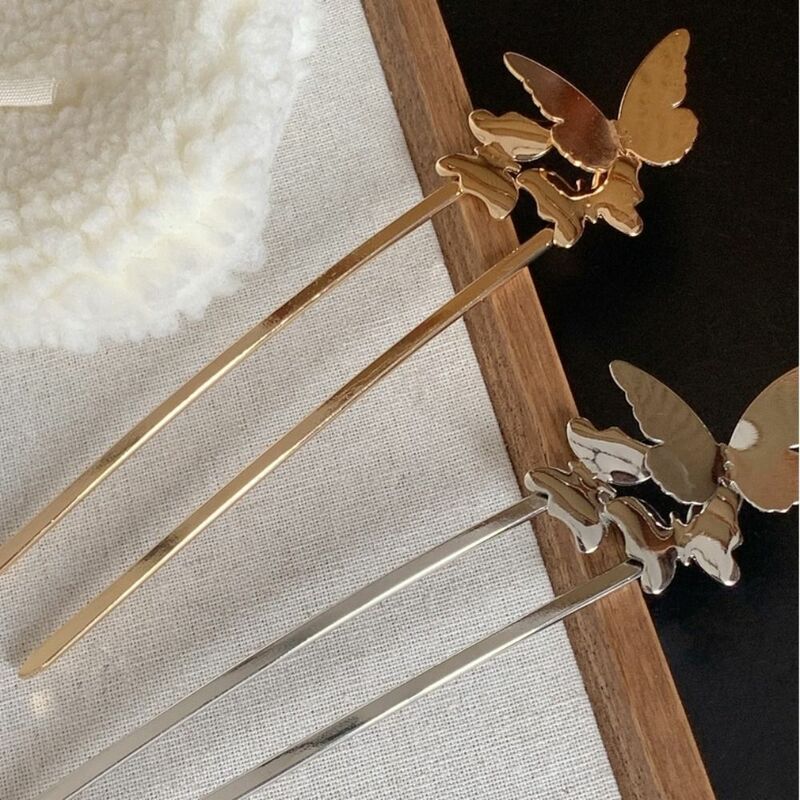 Jepit rambut kupu-kupu elegan bergaya Tiongkok, jepit rambut logam kupu-kupu klip rambut sumpit garpu rambut Hanfu