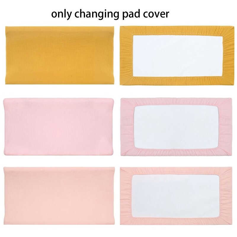 67JC Solid Color Baby Diaper Changing Pad Detachable Change Cover Removable Muslin Cover for Infant Toddler Bed