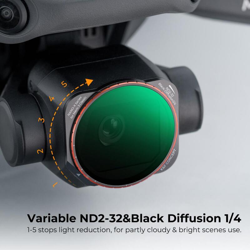 K & F Concept ND2-32 & Black diffuser Mist 1/4 Filter Kit для DJI Mavic 3 Classic Variable Camera нейтральные фильтры для объектива