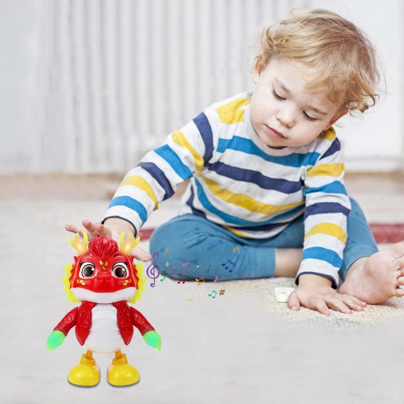 Игрушка танцующий Дракон электрическая, мультяшная танцевальная игрушка, обучающая игрушка дракон с тематикой, светящиеся качели, музыкальное украшение для детей