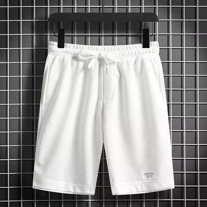 Szorty męskie Oversize biały męskie krótkie spodnie sznurek koreański styl Xxl casualowe suche dopasowanie Y2k stylowe nowość w małych rozmiarach luzem