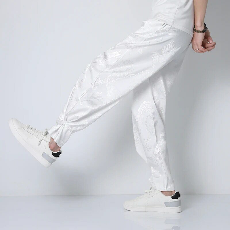 Letnie męskie spodnie z szerokimi nogawkami w stylu Harajuku w stylu Vintage spodnie męskie spodnie dresowe na co dzień luźne męskie spodnie do joggingu nowa, w stylu Streetwear