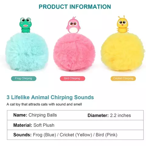 Mainan kucing bola gravitasi sentuh pintar mainan bersuara 3 warna mainan hewan peliharaan interaktif bola mencicit mainan mainan latihan hewan peliharaan baru