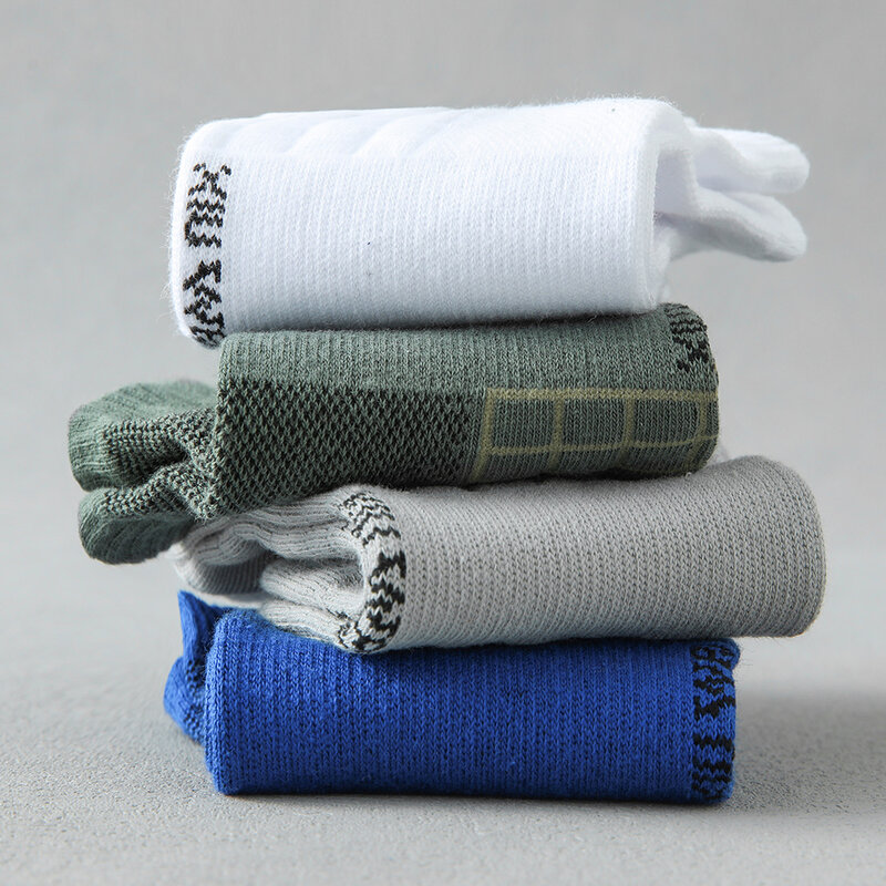 Calcetines tobilleros de algodón transpirable para hombre, medias deportivas de malla, informales, corte fino, talla 38-45, alta calidad, 5 pares
