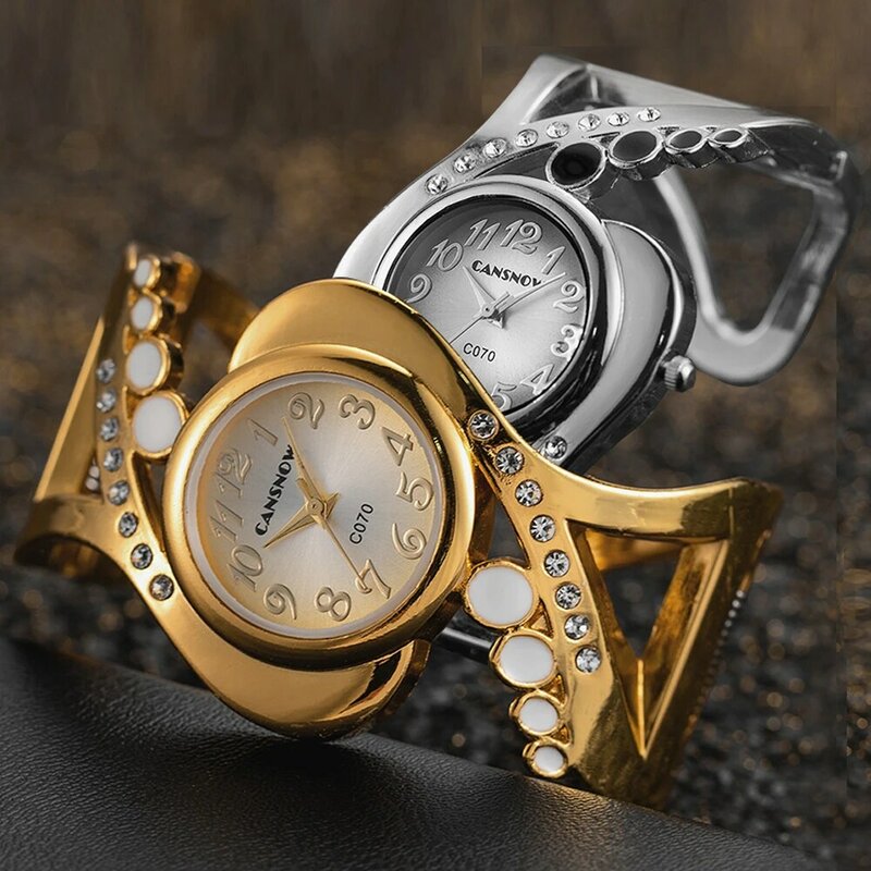 ساعة بعلامة تجارية فاخرة للنساء 2023 أنيقة فضية وذهبية سوار من الفولاذ المقاوم للصدأ للسيدات ساعات معصم كوارتز هدية Reloj Mujer