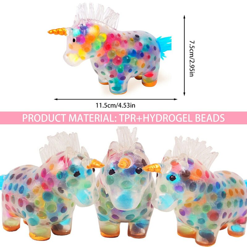 Z30  Stress Balls Toy Heal Your Mood Unicorn Squeeze Toy Stress and Anxiety Relief Unicorn Fidget Ball Toy Colorful Gel Water