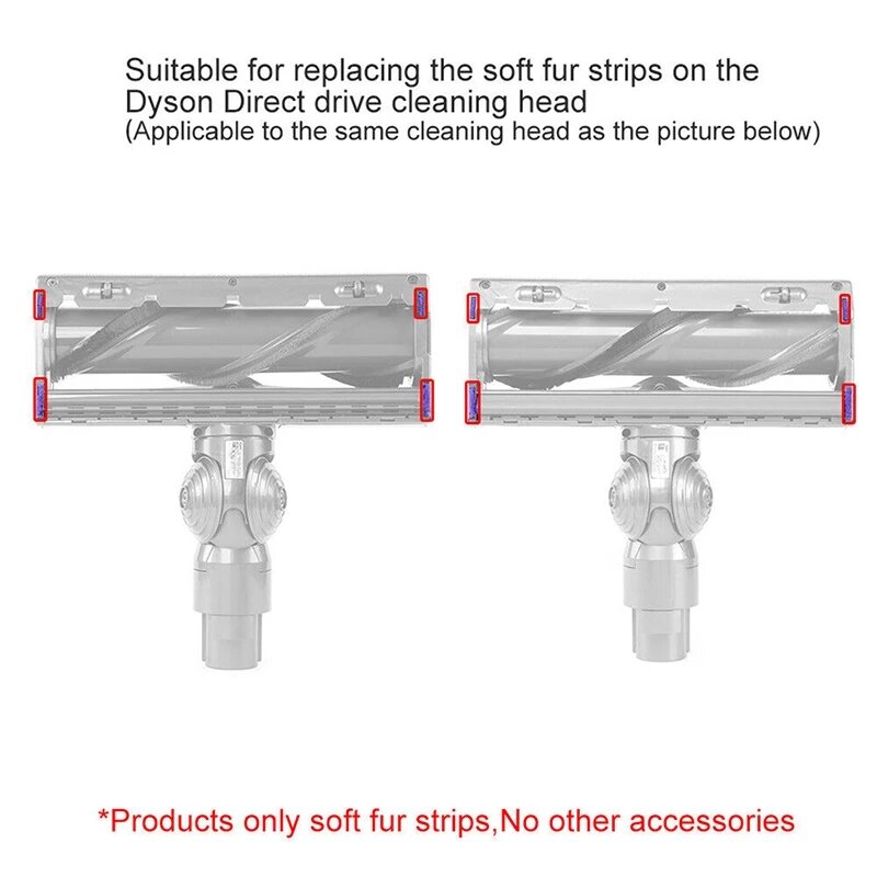 Substituição Soft Plush Tiras para Dyson Aspirador, Roller Head, Acessórios, V7V8V10V11 Series, 6pcs