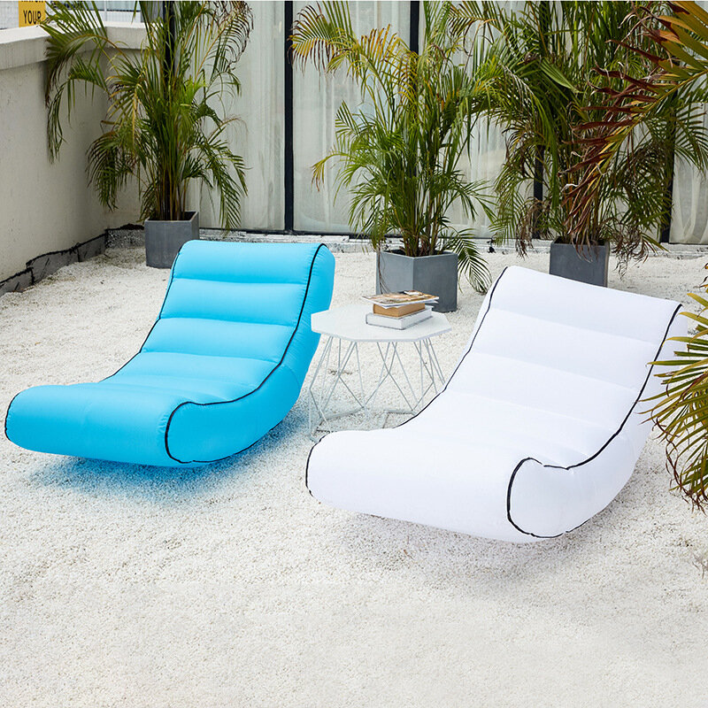 야외 정원 잔디 레이지 소파, 싱글 팽창식 가구 안락 의자, 휴대용 여행 캠핑 해변 접이식 라운지 의자
