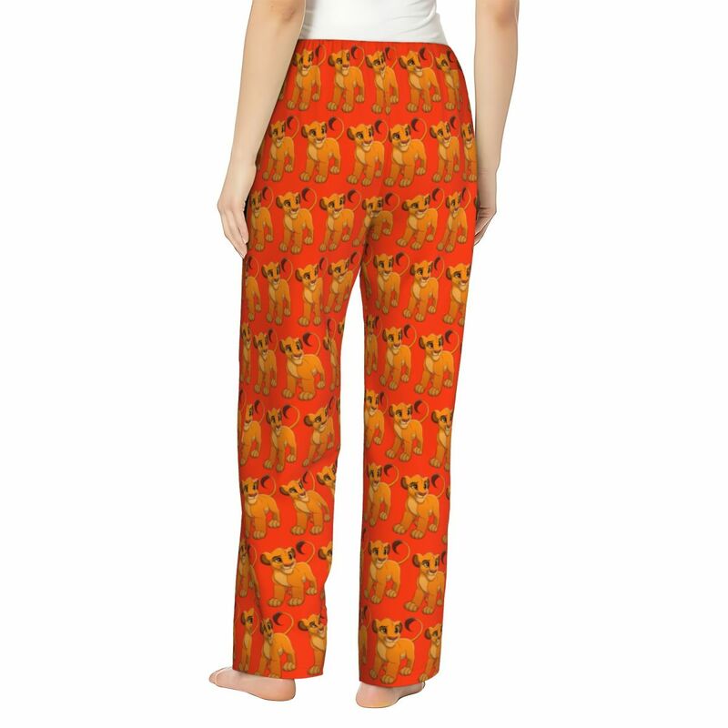 Pantalones de pijama con estampado personalizado para mujer, ropa de dormir con bolsillos, Simba, El Rey León