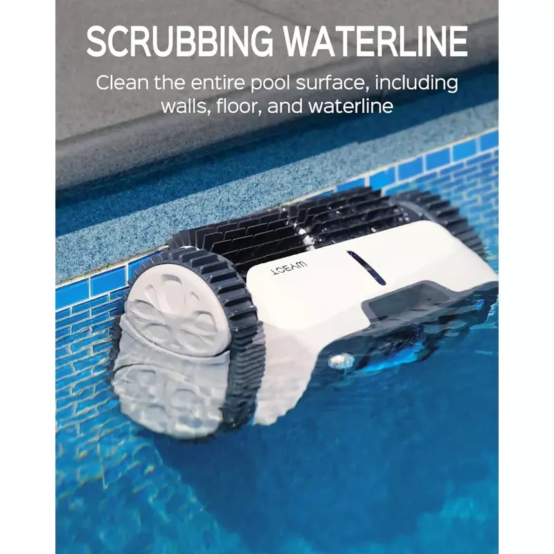 Pembersih kolam robot nirkabel, vakum kolam panjat dinding, dengan perencanaan rute cerdas, tiga Motor, untuk kolam hingga 60 kaki