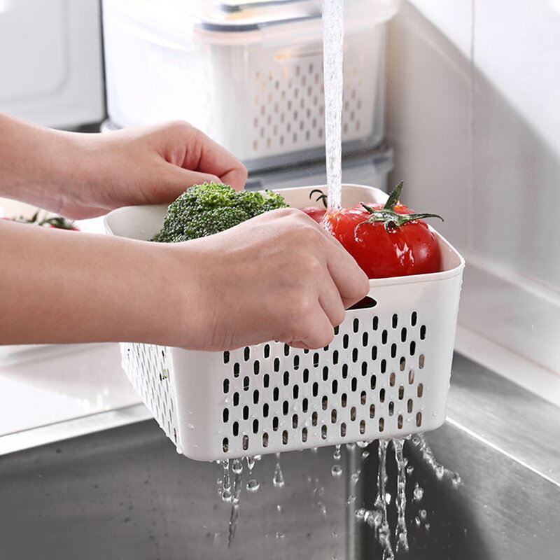 Kühlschrank Aufbewahrung sbox Lebensmittel Gemüse Obst Aufbewahrung sbox Kunststoff Abfluss korb Kühlschrank Aufbewahrung behälter Küche Veranstalter Zubehör
