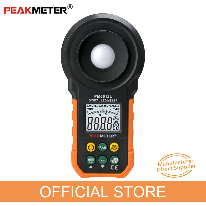 Peakmeter Pm6612l Led Kleurrijke Helderheid Tester Lichtmeter 200000 Lux Handheld Digitale Luxometro Milieu Tester