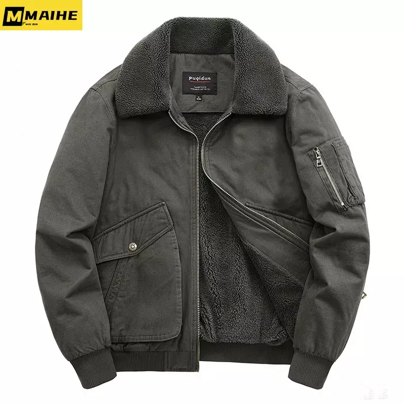 2023 High Quality Plush And Thickened Men's Jacket, Autumn And Winter Pure Cotton Casual Jacket, Men's Solid Color Cotton Jacket