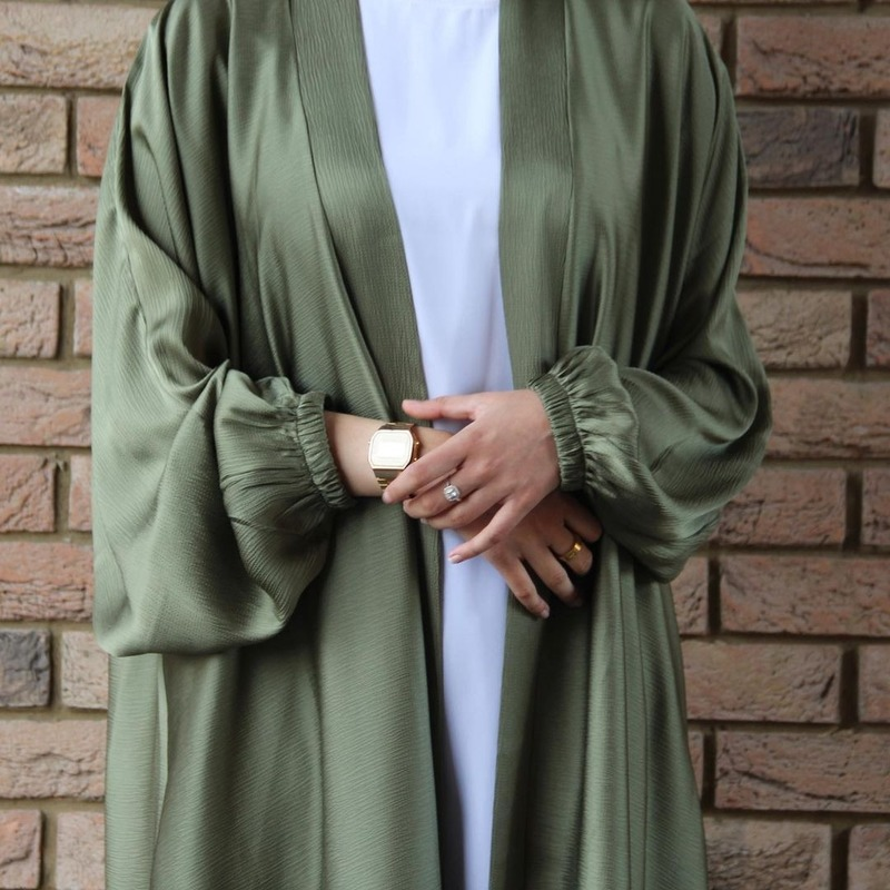 Ramadan musulmano Abayat vestito Casual Cardigan Abaya Femme maniche con coulisse moda donna vestito con cintura per Dubai marocco