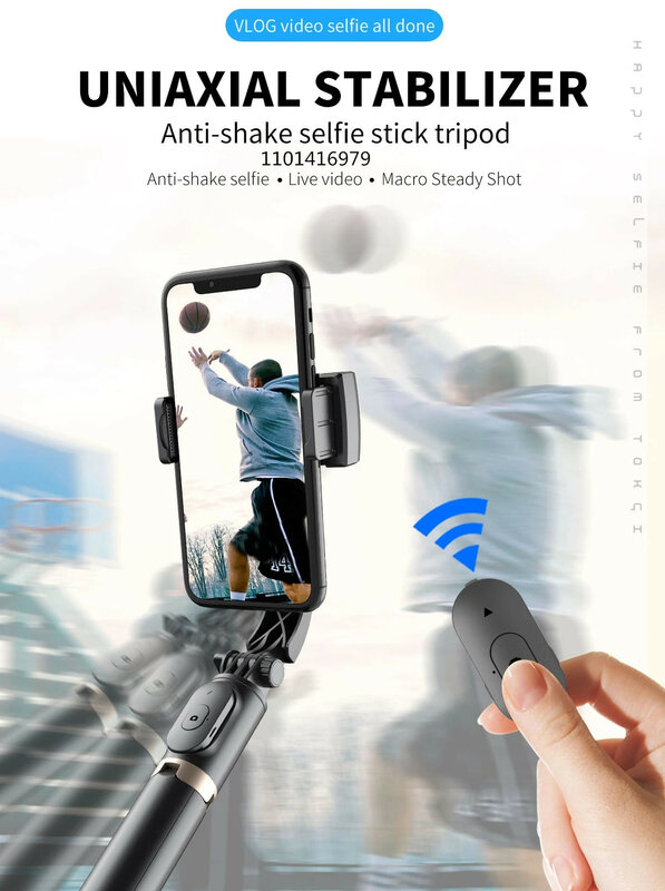 COadvocate DIER-Stabilisateur de cardan sans fil Bluetooth, perche à selfie, trépied, support pour smartphone en direct, nouveau, 2023