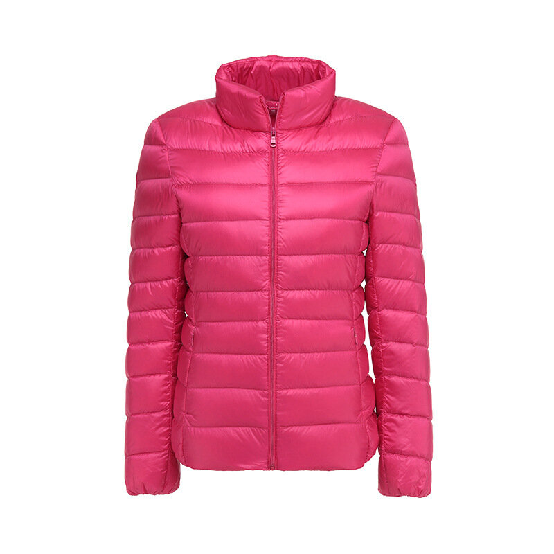 Jaket bulu angsa portabel untuk wanita, jaket musim dingin kerah berdiri portabel, jaket bulu angsa hangat tipis, mantel serbaguna untuk wanita