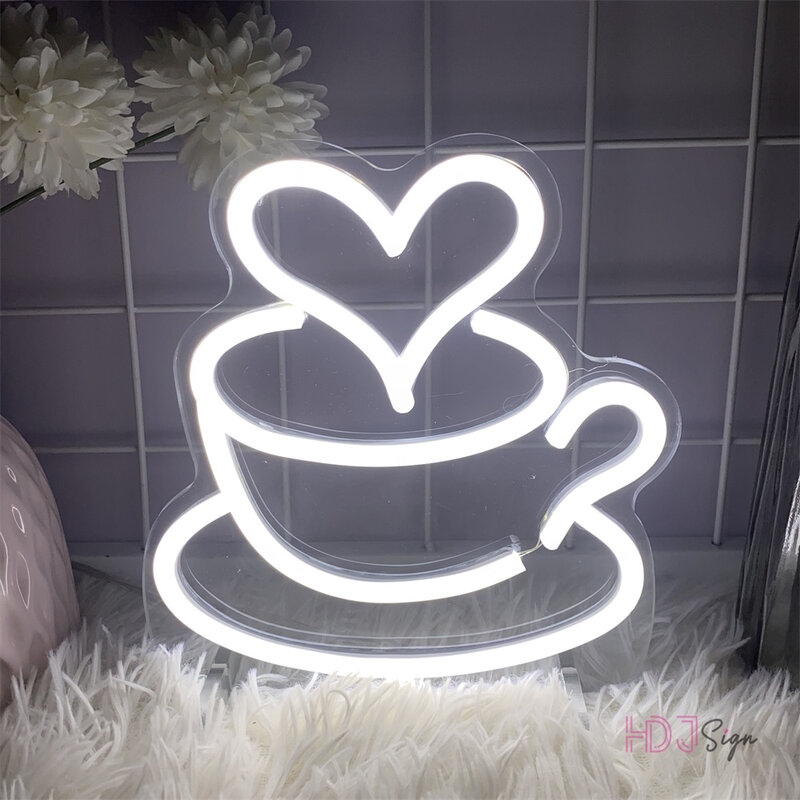 Кофейная неоновая светодиодная вывеска, декор для кофейни, буфета, стола, неоновые светильники с USB, украшение для кафе, кладовой, настольные лампы, знаки