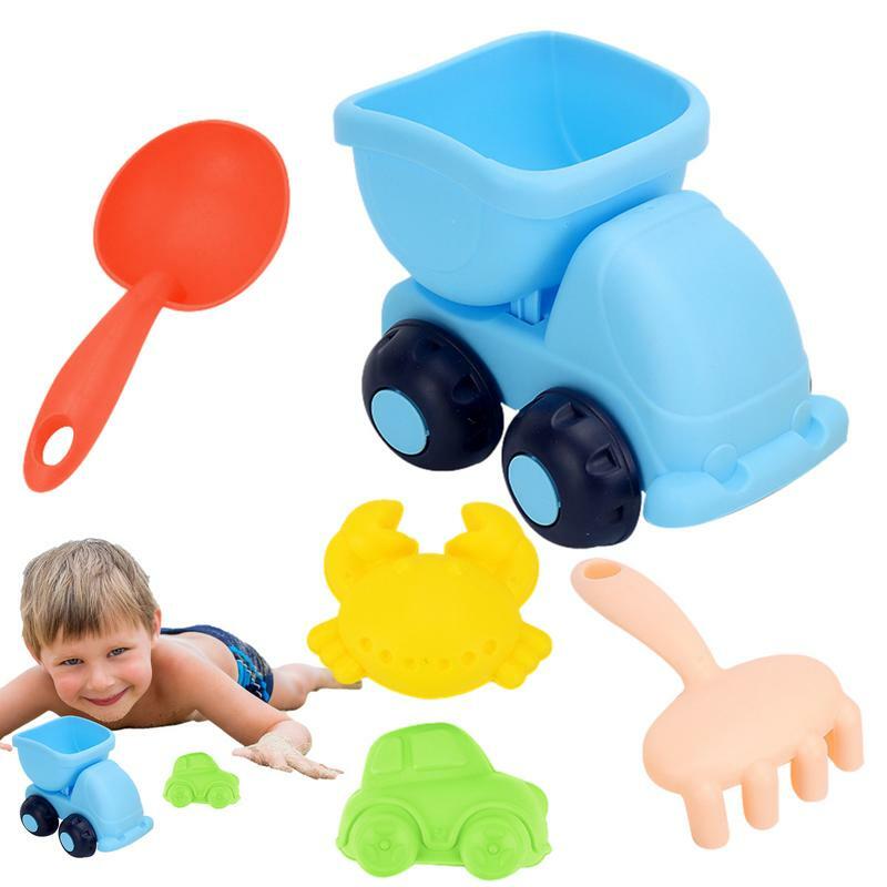 Beach Toys For Kids 5 Pieces Play Sand Children's Beach Set Silicone Summer Beach Toys For Backyard Lake Garden Swimming Pool