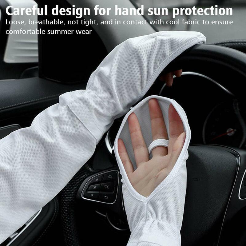 Manga de brazo de seda de hielo para mujer, guantes de conducción, protector solar, suelta, transpirable, protección Anti-UV para montar en el exterior, protección solar