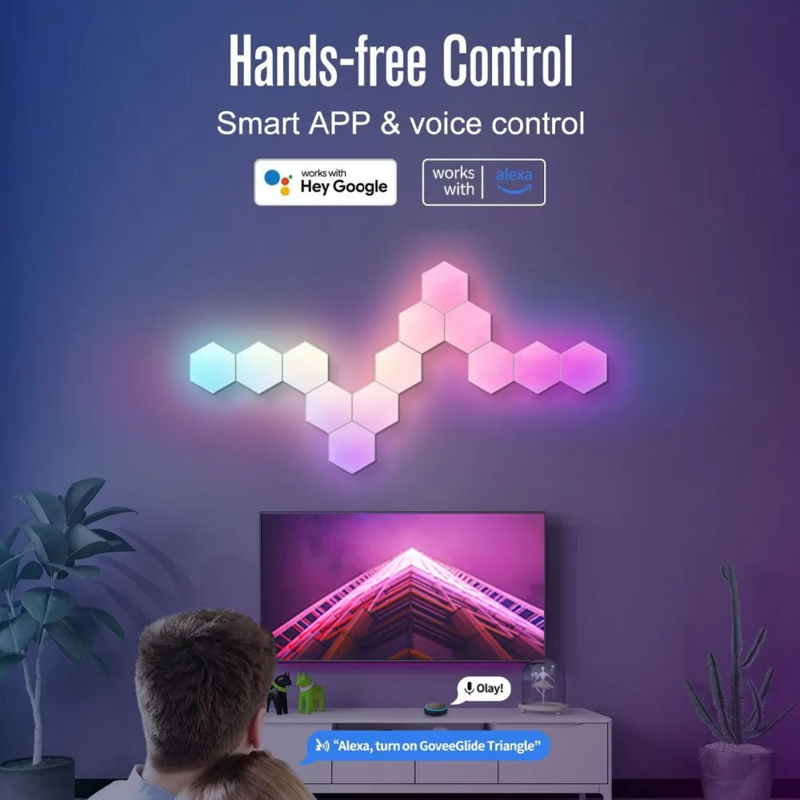 RGB intelligente sechseckige Wand lampe Farbwechsel Umgebungs nachtlicht Dyi Form Musik Rhythmus App Steuerung für Spielzimmer Schlafzimmer