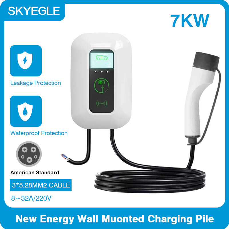 Водонепроницаемое зарядное устройство SKYGLE Wallbox EV, 11 кВт, 3 фазы, тип 1, J1772, AC380V, 5 м, кабель 32A для зарядки электромобилей