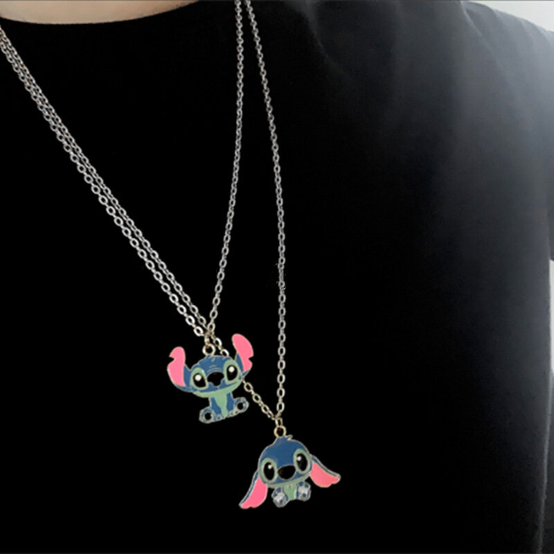 Disney Cartoon Stitch Playful Halloween Cute Big Ear Stitch Male Female Couple Necklace Personality HipHop Pendant Sweater Chain