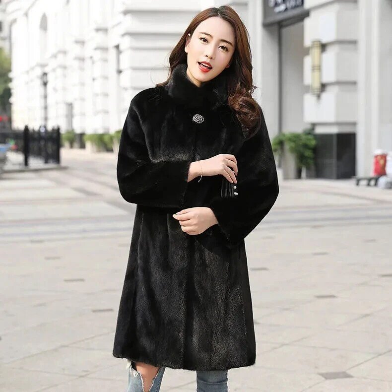 Mink Fur Coat Female Mink Imitation Fur Coat 2023 New High-Grade Mink Velvet Coat Standing Collar Haining Fur Coat