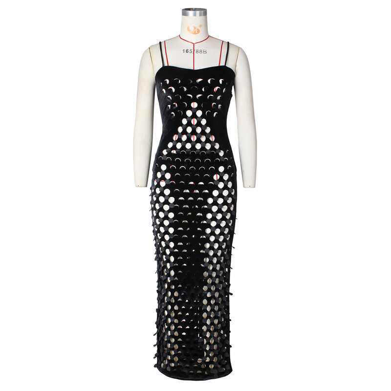 Aksamitna sukienka Maxi z wycięciem dla kobiet z wycięciem w jednolitym kolorze bez rękawów z dekoltem Bateau do kostek sukienki imprezowe