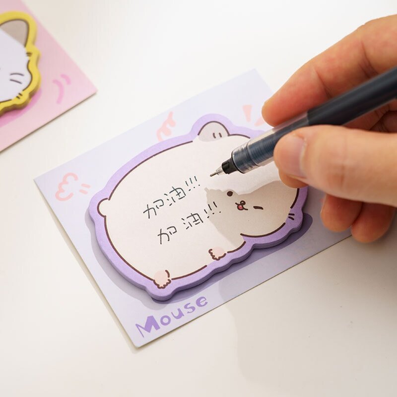 Kertas catatan tempel stiker pembatas buku untuk alat tulis sekolah 30 lembar kreatif kartun hewan Memo Pad perlengkapan kantor