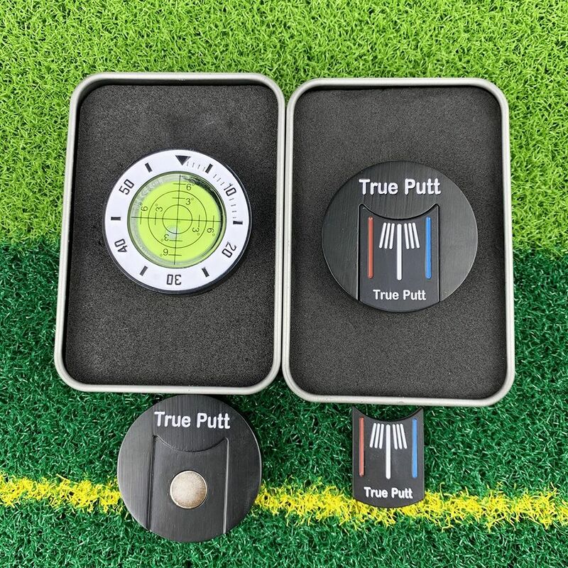 Topi Golf magnetik dapat dilepas, spidol bola baca tingkat presisi tinggi, penanda klip Golf Level merah membaca