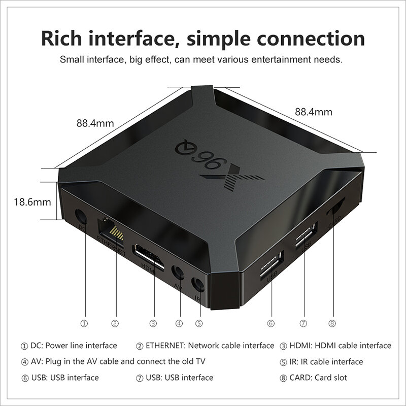 Kotak TV Android 10 X96Q 2GB 16GB Allwinner H313 Quad Core 4K Kotak TV Pintar Wifi X96 1GB 8GBSet Kotak Atas
