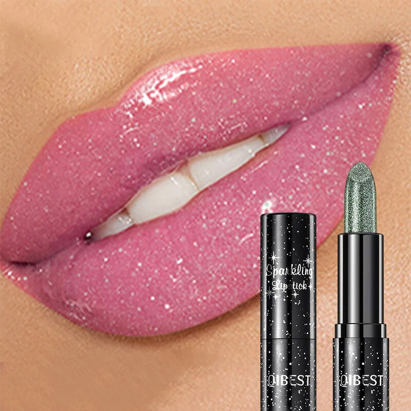Zmieniająca kolor szminka brokat diament zmiana temperatury szminka perłowy metaliczny nawilżający balsam do ust