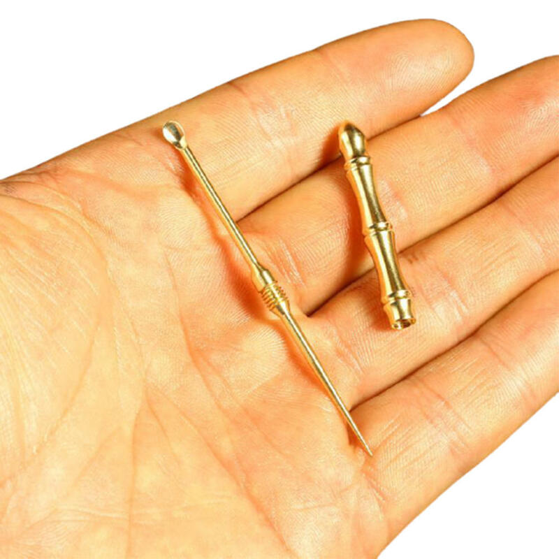 1 قطعة EDC المحمولة متعددة الوظائف النحاس الأذن ملعقة مسواك المفاتيح مزيج نقية أقوى من الأسنان الخيط أداة