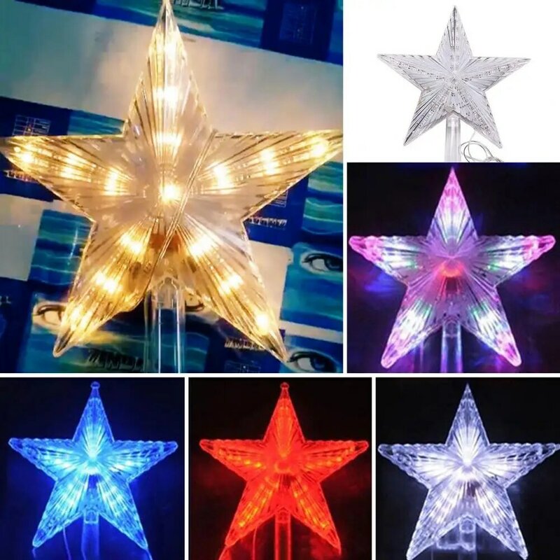 Pohon Natal lampu puncak bintang LED IP65, tahan air LED pohon Natal Pentagram bersinar bintang lima titik bintang Natal bintang atas bintang