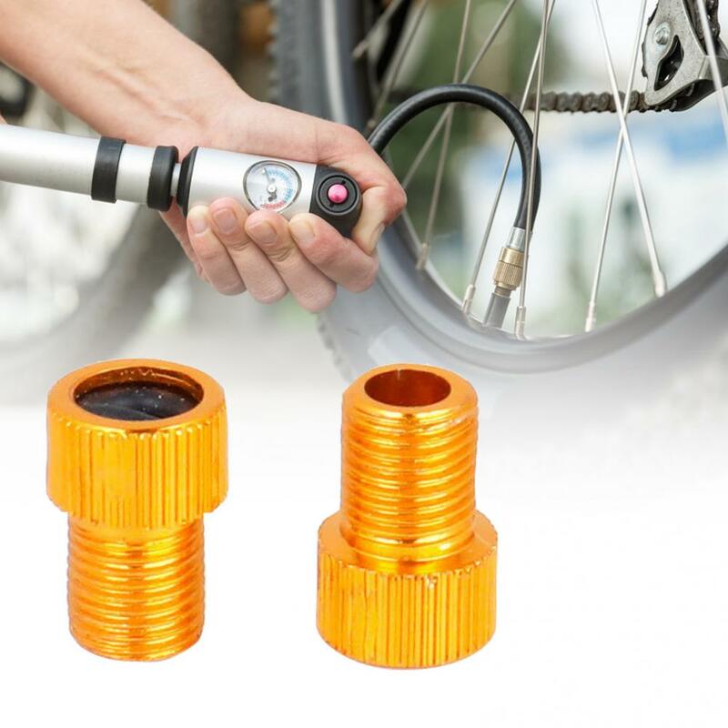 Adaptador de válvula de bicicleta de 2 piezas SV a AV, fácil de usar, adaptador de válvula de ciclismo dorado sólido para accesorios de ciclismo