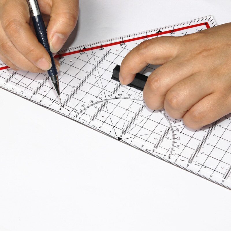 ที่มีประโยชน์30ซม.วาดสามเหลี่ยมไม้บรรทัดไม้บรรทัดวัดไม้บรรทัด Handle Multi-Function วาดออกแบบไม้บรรทัดเครื่องเขียน