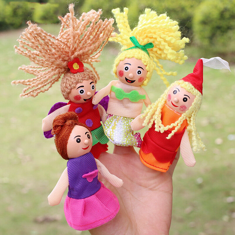 Muñecos de peluche de 4 piezas para niños, marionetas de mano de dibujos animados, juguetes educativos de Teatro de tela para niños