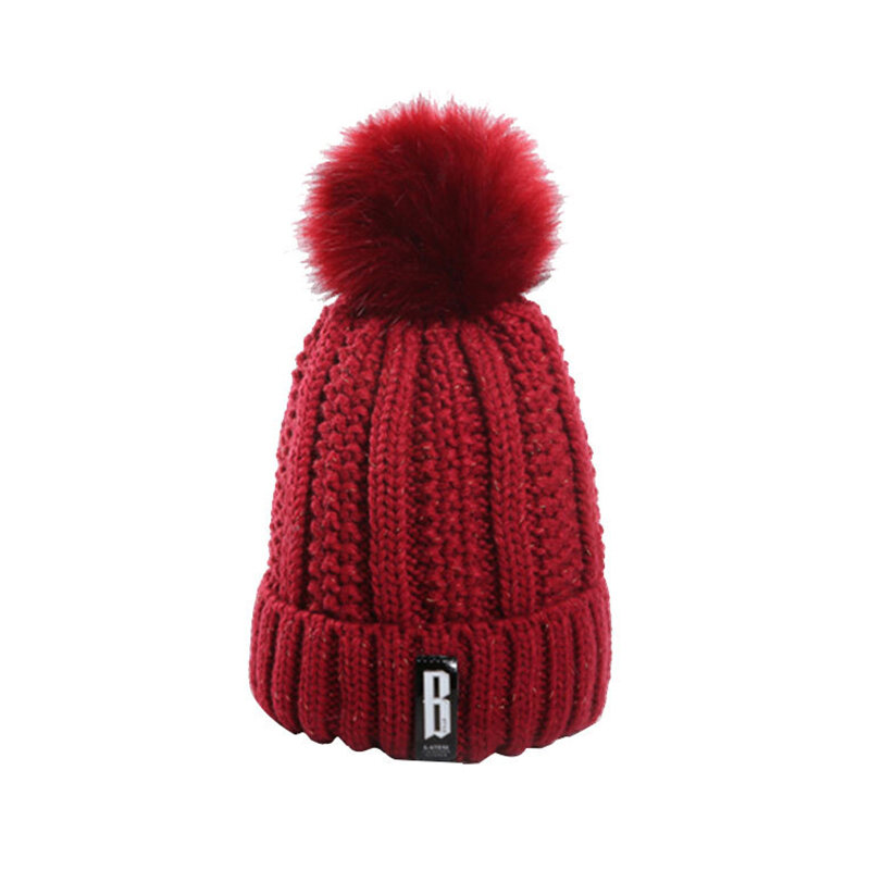 Conjunto de chapéu cachecol grosso de malha feminino, Skullies quentes, gorros, chapéus sólidos ao ar livre, neve, capota do esqui, menina, marca, inverno