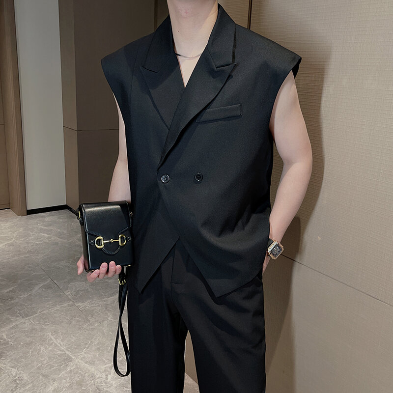 Летняя модная дизайнерская мужская майка в Корейском стиле индивидуальный тренд без рукавов дизайнерский жилет новые модели