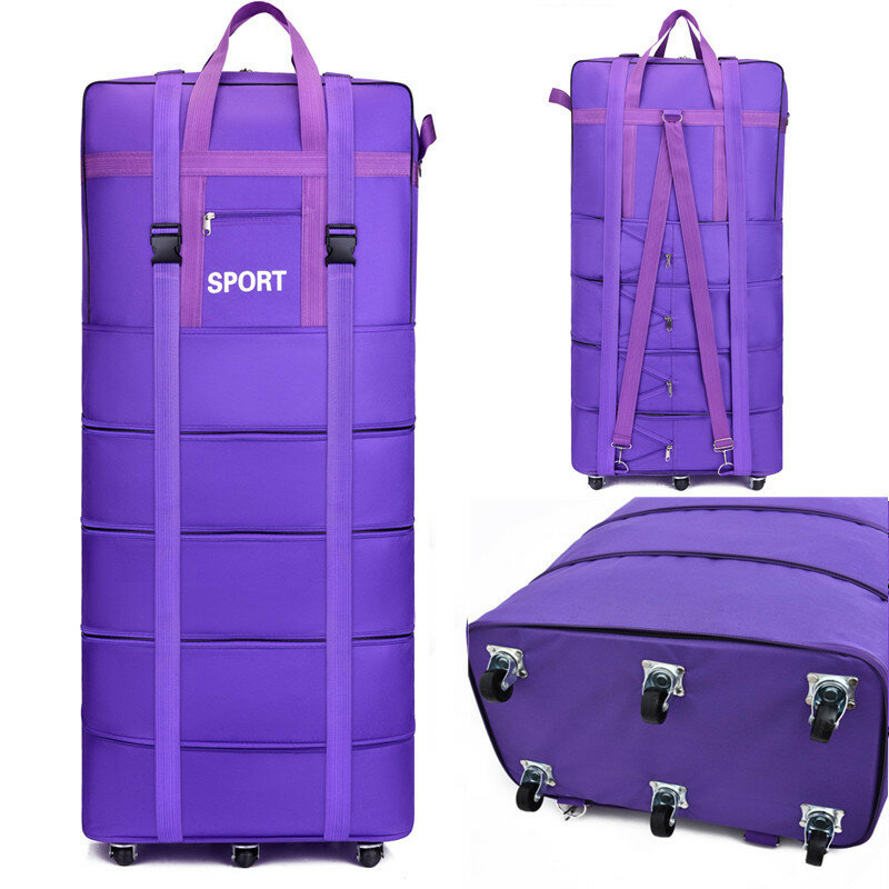 항공사 체크 가방 옥스포드 대용량 여행 범용 휠 접이식 수하물 이동 저장 가방, 롤링 포장 큐브