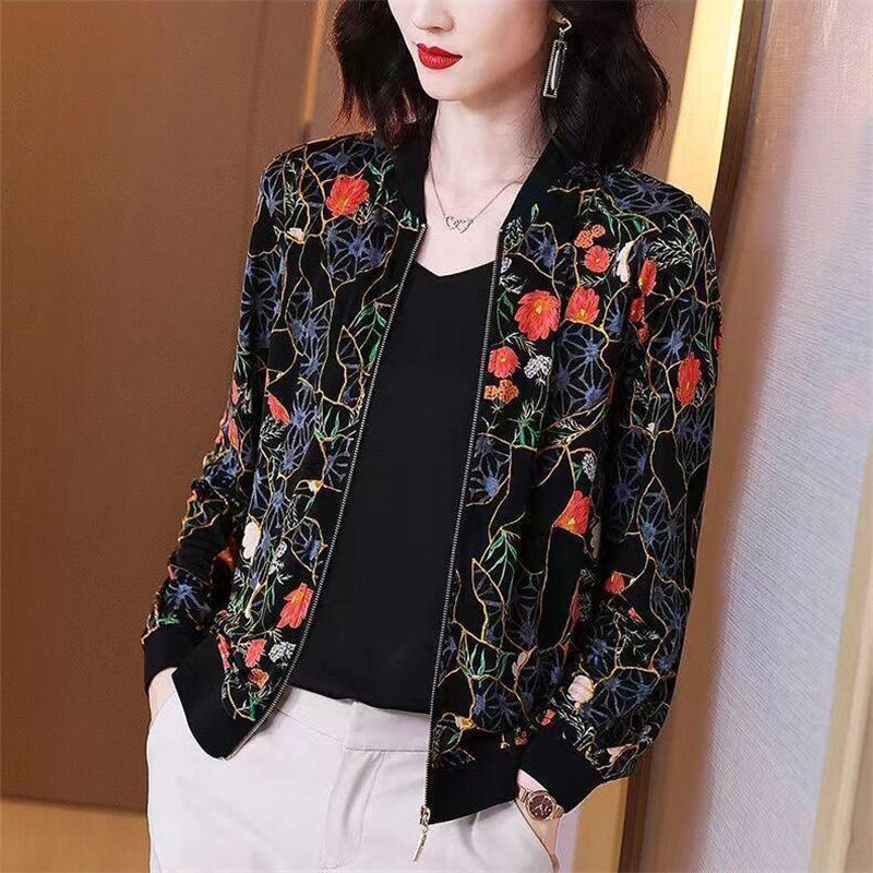 2023 Summer New Korean Short Jacket Women Chiffon Top Sun Protection Clothing Color Baseball Uniform Jacket Cardigan Trend Woman