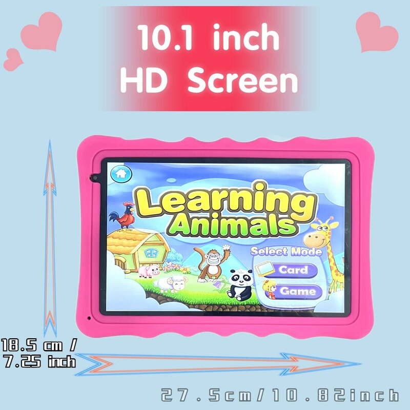 Tableta educativa de 10,1 pulgadas, almohadilla de estudio Pantalla de protección ocular de seguridad HD, WiFi, cámara Dual, juguete educativo Montessori, Android 11,64G