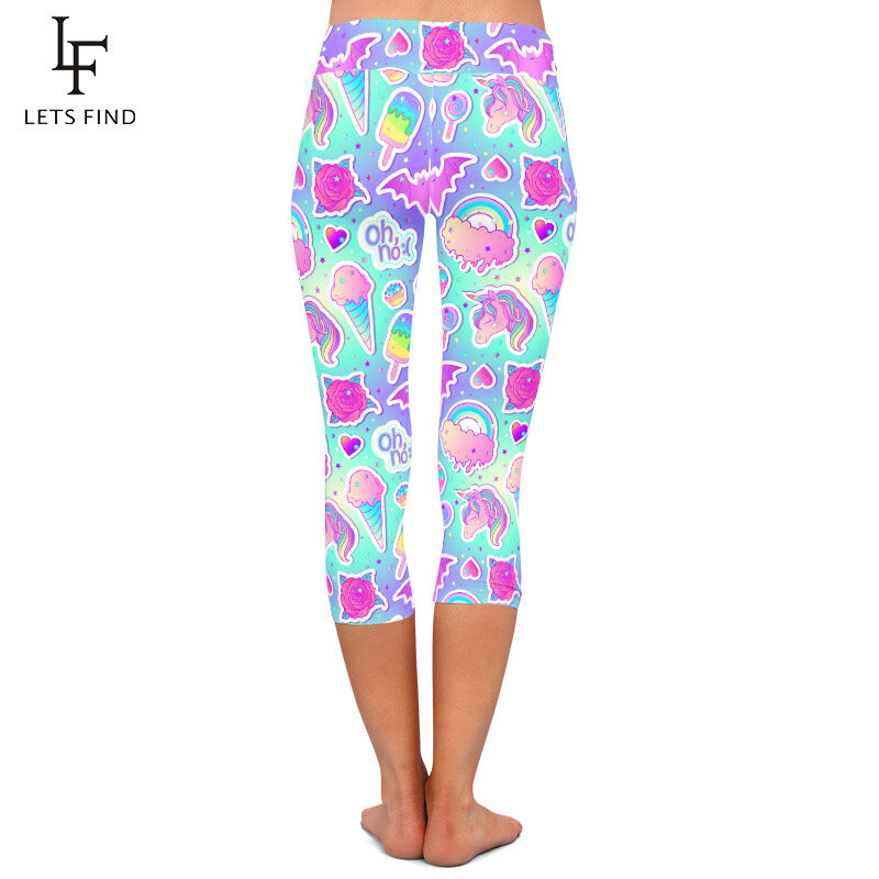 LETSFIND – legging taille haute Style gothique pour femme, vêtement de Fitness, Slim, mi-mollet, mode d'été, Capri