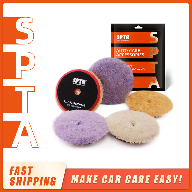 SPTA-almohadilla de pulido de lana para coche, almohadilla de alta densidad para pulir, encerado, 3 "/5"/6"
