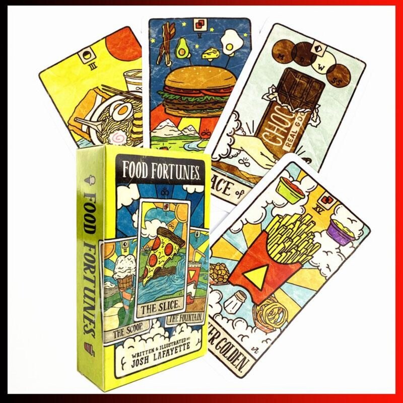 Baraja de cartas de la fortuna de la comida, 10,3x6cm, 78 cartas de piezas, regalos para amantes de la comida, cartas de Tarot divertidas, baraja de cartas divertida