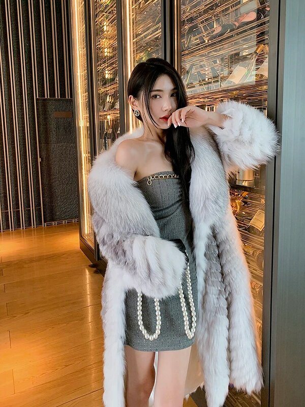 2023 Fal and Winter Real Fox Fur Coat for Women Wholeskin Natural Fox Fur Jacket Luxury Women fur coats