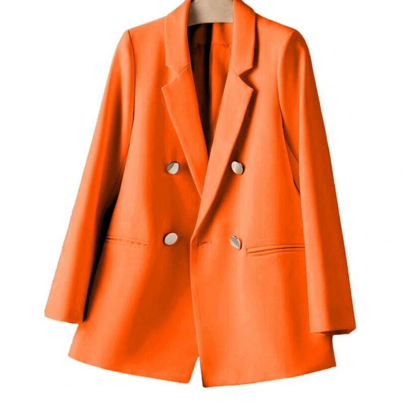 Abrigo de manga larga con solapa de doble botonadura para mujer, abrigo holgado de estilo Formal de negocios, ropa de calle de longitud media